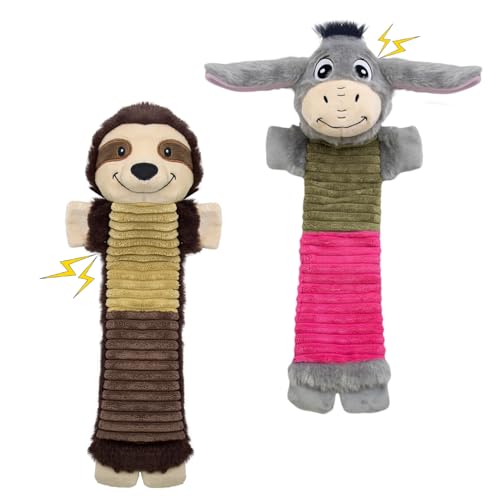 No Stuffing 2 Pack Dog Squeaky Toys, Chew with Crinkle to Large Puppy - color: Grey,coffee