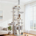 Hey-brother Cat Tree Tower, Adjustable Height, Floor to Ceiling, MPJ091W - color: Light Gray