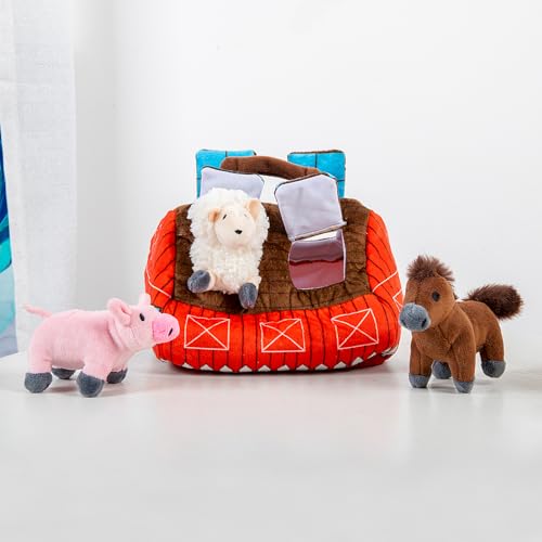 Hollypet Squeaky Hide and Seek Dog Toys for Small and Medium Dogs, Farm - style: Farm
