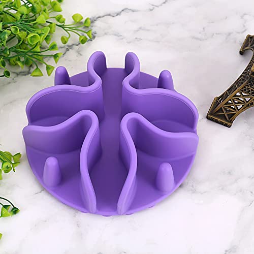 Slow Feeder for Dog Cat Puppy, Silicone Pet Feeder Insert with Strong Suction Cups, Medium, Purple - color: Lavander, size: Medium 4.7 inchs