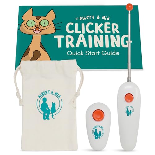 Cat Training Kit Quiet Clicker + Target Stick + Pouch + Guide