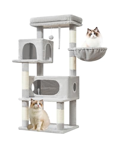 Taoqimiao Cat Tree, 49In Cat Tower for Indoor Cats Large Adult - color: Light Gray, size: 49.2 Inches