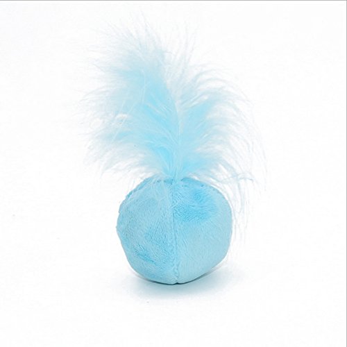 Furry Rattle Ball Cat Toy with Feather and Catnip - Interactive Pom Pom Balls for Cats, Soft and Lightweight, 2 Inch, 12 Pack. - size: 12 Pack