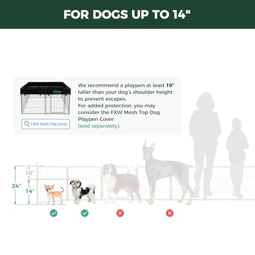 FXW Rollick Dog Playpen, Indoor, Yard & RV Camping, 24" H, 8 Panels - color: White, size: 24"H