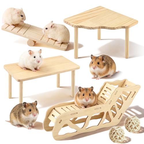 7 Pack Wooden Hamster Platform with Climbing Ladder