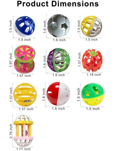 10-Pack Bearded Dragon Bell Ball Toys, Non-Toxic Hollow Enrichment Set