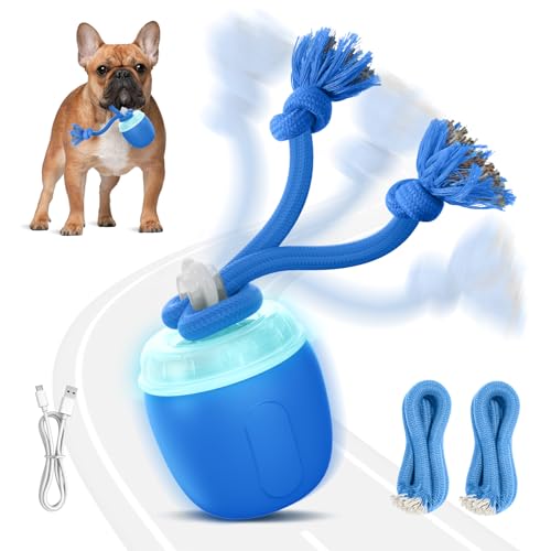 Interactive Dog Toys, Automatic Moving and Rolling Dogs Toy with Rope for Medium/Large Dogs, Interactive Dog Ball to Keep Them Busy(Blue) - color: Blue, size: Medium Large