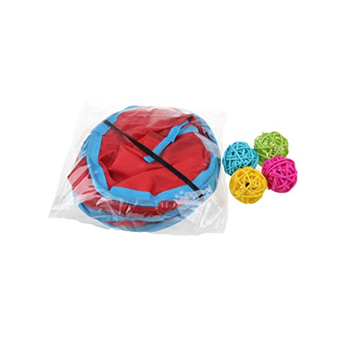 emours Cat Play Cube Collapsible Tunnel Cat House Toys,with 4 Balls, Red (Pack of 2) - size: Medium (Pack of 2)
