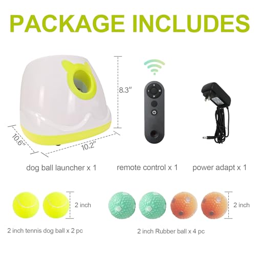 Automatic Dog Ball Launcher Tennis Ball Thrower Machine with 6 Balls,Remote - color: White 2