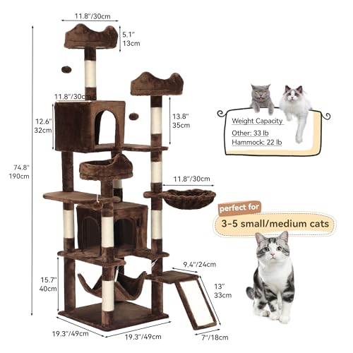 YITAHOME 75-Inch Tall Cat Tree Indoor - color: Black, size: 75 inch