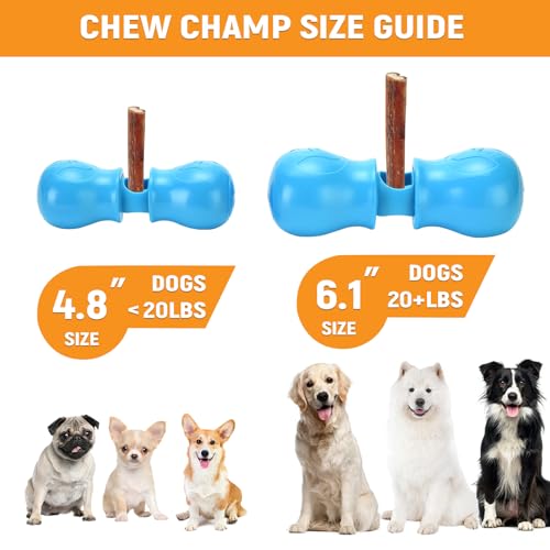 Bully Stick Holder - Improved Dog Treat Chew Holder,Fits Various Bully Sticks,Durable Safety Hold Device to Prevent Swallowed Ends and Choking, Small/Blue - size: Small, style: Bone