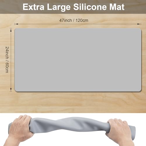 Silicone Protector Mat 47x24 Inch, Gray - color: Gray