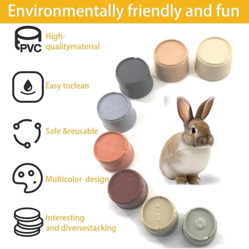16 Pcs Stacking Cups for Rabbits,Bunny Cups Stackable Guinea Pig