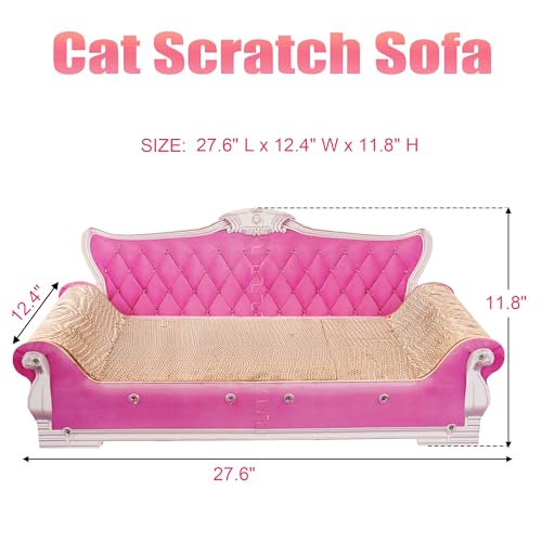 COOZMENT Scratching Sofa, Couch Shaped Thick Scratching Cardboard, Lounge Bed for Indoor Rest&Play, Sofa Scratcher Pad (Pink, 27.6" L X 12.4" W X 11.8" H) - color: Pink-Medium
