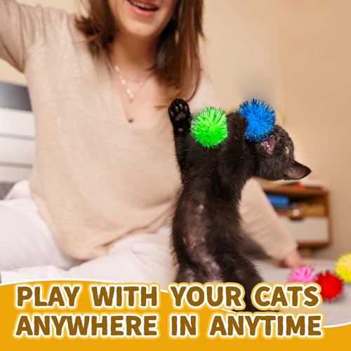 2 Cat Toy Launchers & 100 Glitter Cat Pom Pom Balls - color: Glitter