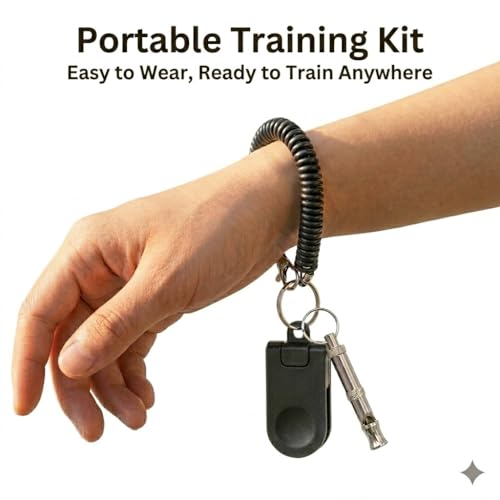 Dog Training Clicker and Whistle Set, 2-in-1 Positive Reinforcement Tool for Puppies, Dogs and Cats, Behavior Correction Device, Dog Training Tool Kit, Black