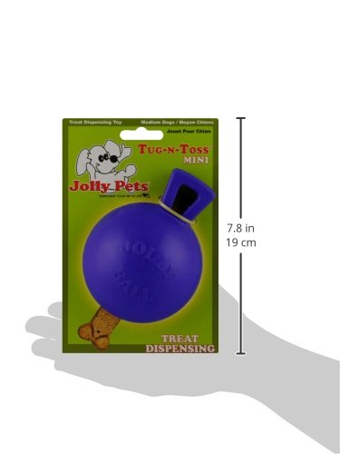 Jolly Pets Tug-n-Toss Heavy Duty Dog Toy Ball with Handle, 4 Inches/Petite, Blue (404 BL),Small Breeds (Pack of 2) - color: Blue, size: 4 inches/Petite (Pack of 2)