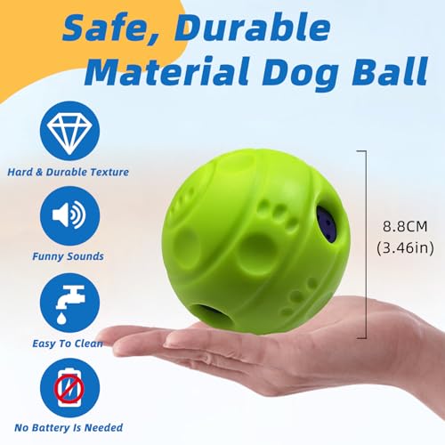 Dog Toys Ball, Interactive, M, 3.46 in (8.8 cm) - color: No Paint, size: M 3.46 in (8.8 cm)
