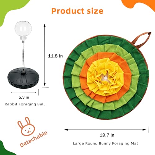 2-in-1 Large 19.7" Round Foraging Mat & Treat Ball For Rabbit Small Animals
