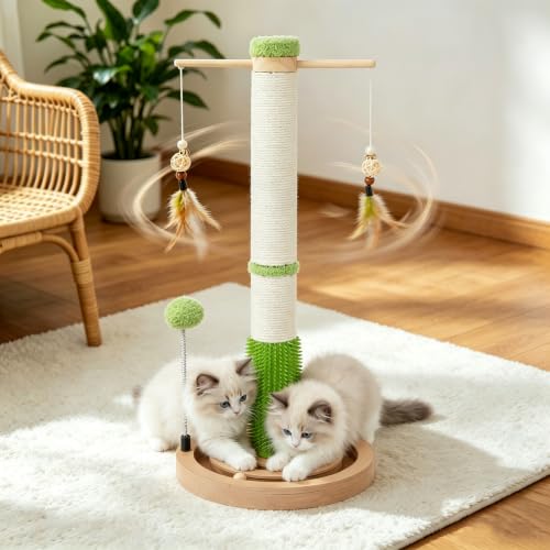 Cat Scratching Post, 26" Tall Scratch Post with Hanging Toy for Kittens - size: 26 Inch Tall
