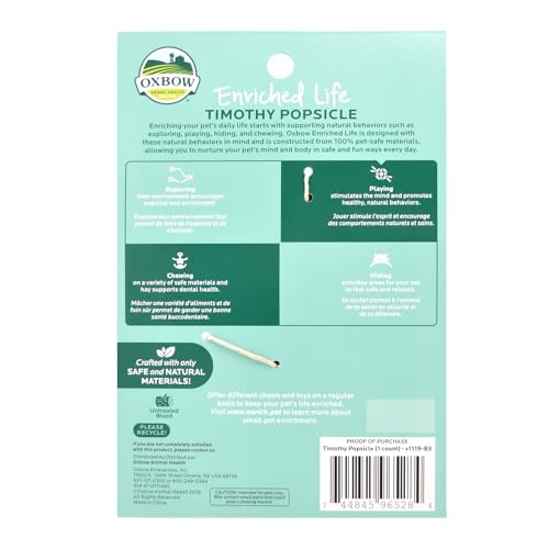 Oxbow Timothy Hay Popsicle, Rabbit Toy & Guinea Pig Chew Toy, Apple Carrot