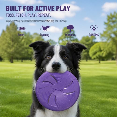 Dog Flying Disc, Flexible TPR Dog Fetch Toy, 9.06 inch, Purple - color: Purple, size: Large