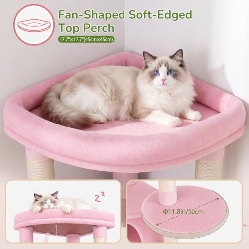 Globlazer Pink Corner Cat Tree Tower with Scratching Post, C51, Pink - color: Pink, size: 51inch