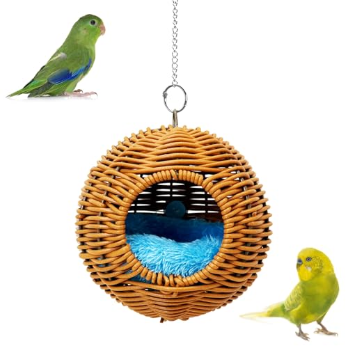 BNOSDM Bird Nest with Soft Pad Hanging Small Parrot Bed Set (Brown) - color: Brown Hanging Nest - Single-Hole Type
