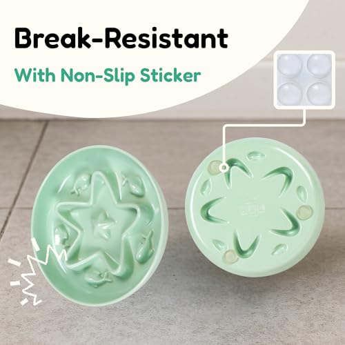 3 Pcs Cat Slow Feeder Bowl – Whisker Friendly Melamine Puzzle Feeding Cat Bowl for Slow Eating – Wet & Dry Food – Dishwasher Safe, Lightweight, Non-Slip (Shell White + Seafoam Green + Buttercream - color: Shell White + Seafoam Green + Buttercream