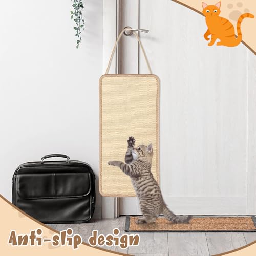 Dansydaisy 2 Pack Sisal Door Cat Scratcher Hanging Scratching Mat, Natural - color: Natural