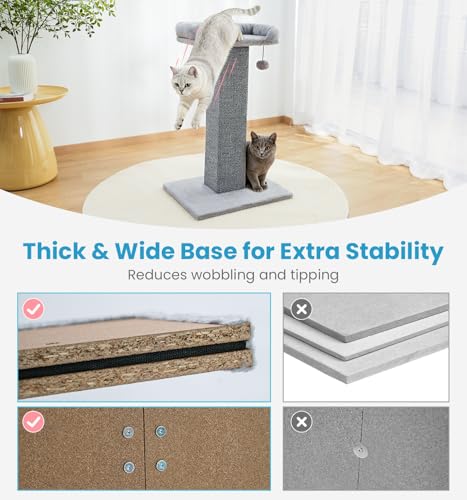 Made4Pets 32" Carpet Cat Scratching Post with Bed for Indoor Cats, Grey