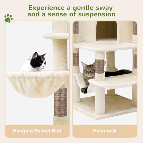 Globlazer 66inch Corner Cat Tree Tower for Indoor Large Cats, C66, Beige - color: Beige, size: 66inch