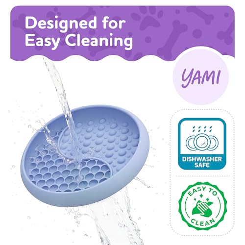 YAMI Dog Lick Bowl, Lick Mat for Dogs, Wet Food Cat Slow Feeder, Freeze Bowl, Enrichment & Puzzle Toy for Anxiety Relief, Food-Grade Silicone, Suction Cups, Dishwasher Fit, for All Breed (Light Blue) - color: Light Blue