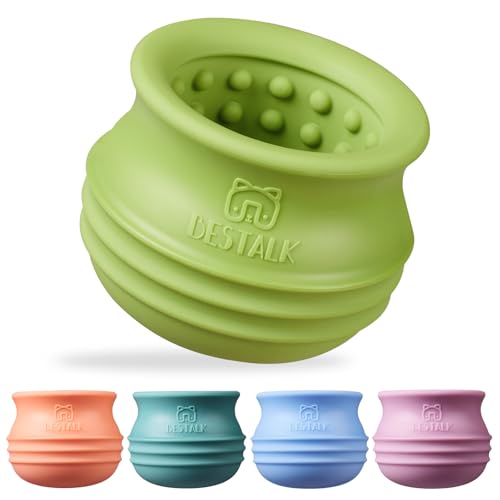 Dog Enrichment Treat Toy, Long-Lasting Wobbly Interactive Freeze Lick Toys for Dogs, Stuffable Puzzle Feeder Toy for Boredom, Silicone Treat Dispensing Chew Toy (Green,S) - color: Green, size: S
