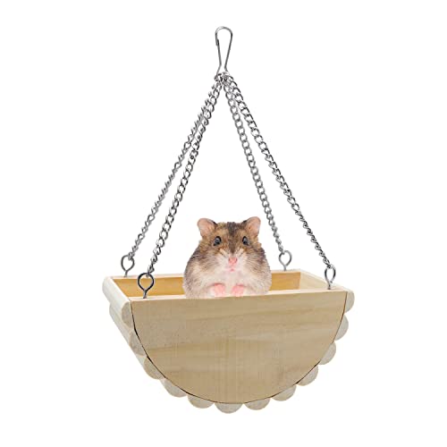 Hamster Wooden Swing Toy Hanging Bed for Gerbil Rat Mouse Dwarf Hamster