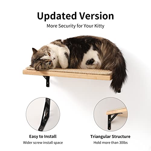 FUKUMARU Cat Wall Shelves, 17 x 10 Inch, Sisal Mat - color: Wood color