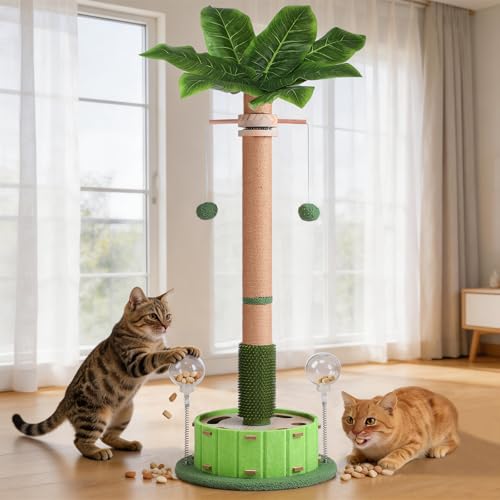 Plam Tree Cat Scratching Post 40" Tall with Cat Toys for Indoor Large Cats