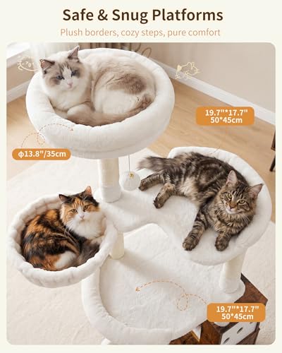 Heybly Cat Tree with Litter Box Enclosure, Modern 64" Hidden Tower HCT105SR - color: Rustic Brown