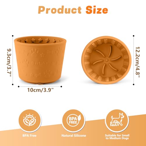 Dog Slow Feeder Lick Bowl, Silicone Dog Bowl with Strong Suction, Orange - color: Orange