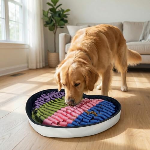 Heart Shaped Dog Snuffle Mat, 20 x 20 Inch Nylon, Velcro, Beige - color: Beige+Nylon
