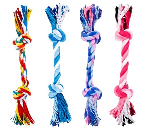 Mini Chew Rope Pack for Small Dogs – 4 Pack Puppy Rope Toys for Chihuahua, Pomeranian & Small Breeds – Tiny Paws Teething & Dental Chew Toys (Blue) - color: Blue