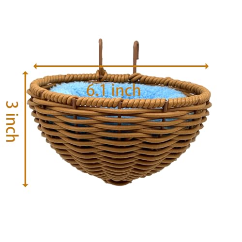 Rattan Bird Nest for Cage，2PCS Hanging Parrot Breeding Nesting House - style: Semicircle
