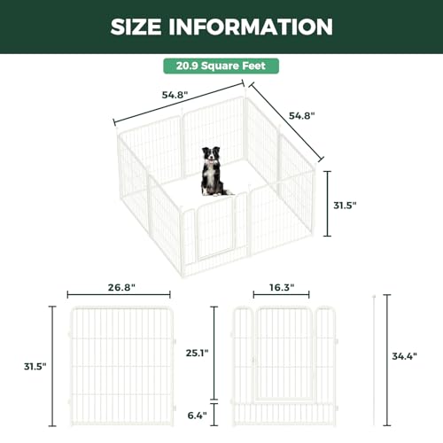 FXW Rollick Dog Playpen, Indoor, Yard & RV Camping, 32" H, 16 Panels - color: White, size: 32"H