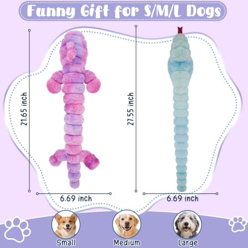 2 Pack No Stuffing Dog Squeak Toys, Soft Stuffless Plush Dogs Chew Toy for Medium Large Dogs, Durable Interactive Teething Toys for Puppies, Tug of War Game to Keep Them Busy, Best Birthday Gifts