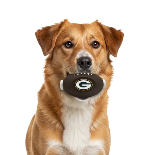 Pets First NFL Green Bay Packers Football Treat Dispensing Toy for Dogs and Cats, Rubber Ball, Interactive Fun, Natural Rubber - color: Green Bay Packers