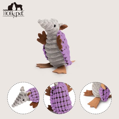 Hollypet Armadillo Squeaky Puppy Dog Toys for Small Medium Dogs, 6" - color: Purple, size: 6 IN