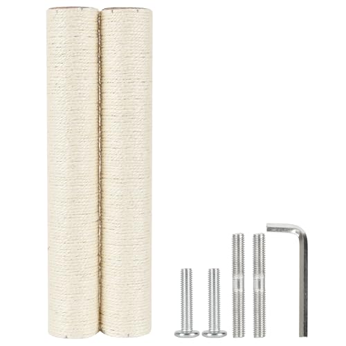 7.4cm 2.91in Diameter Cat Tree Scratching Post Replacement Sisal Pole Parts for Cat Tower (M8, 17.72in/45cm) - color: 17.72in/45cm, size: M8*2posts