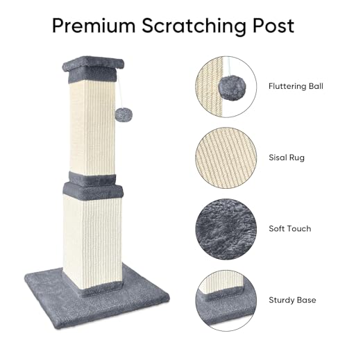 Cat Scratching Post for Indoor Cats, 32Inch Sisal Cat Scratcher - color: Light Gray