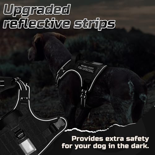 rabbitgoo Tactical Dog Harness for Medium, No Pull Military Service Vest - color: Black, size: Medium