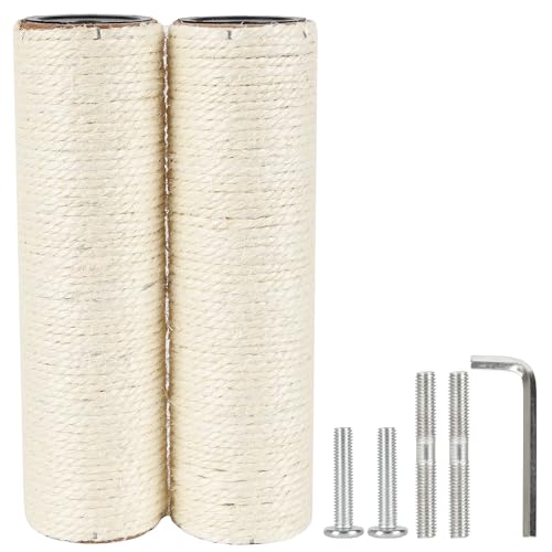 7.4cm 2.91in Diameter Cat Tree Scratching Post Replacement Sisal Pole Parts for Cat Tower (M8, 9.84in/25cm) - color: 9.84in/25cm, size: M8*2posts